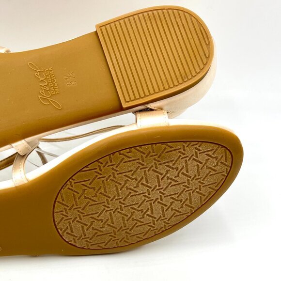 Jewel Badgley Mischka Size 8.5 Tessy Champagne‎ Satin Flats Dress Sandals Shoes - Picture 10 of 11